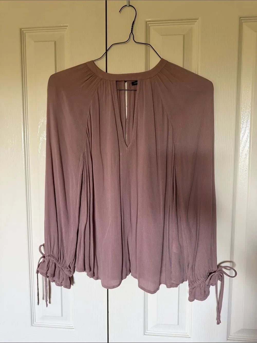 American Eagle Outfitters Dusty Mauve Long-Sleeve Peasant Top